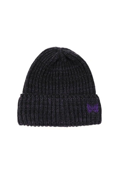 Shop Needles Wool Beanie Hat In Purple