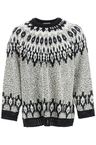 Shop Valentino Oversized Animalier Sweater In Mixed Colours