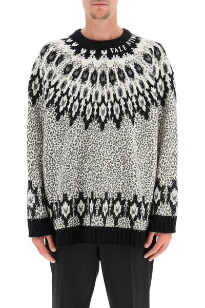 Shop Valentino Oversized Animalier Sweater In Mixed Colours