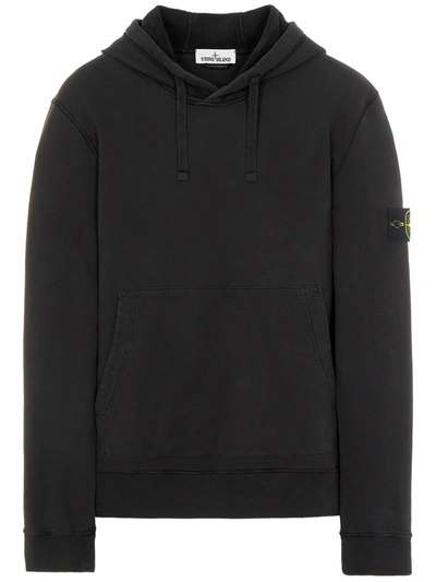 Shop Stone Island Black Hooded Sweatshirt
