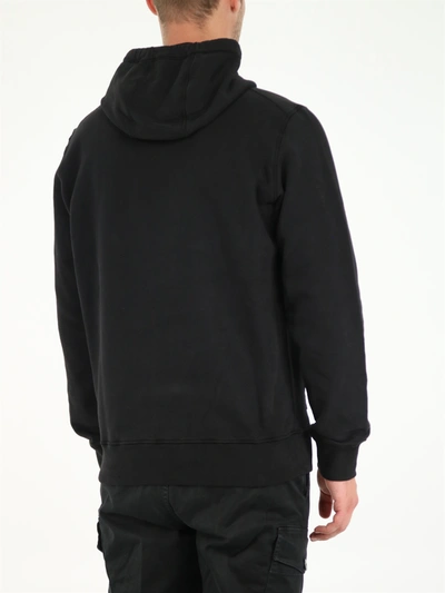 Shop Stone Island Black Hooded Sweatshirt