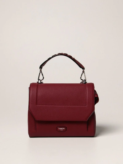 Shop Lancel Ninon  Bag In Grained Leather In Burgundy