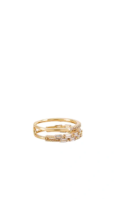 Bracha Clara Baguette Ring In Metallic Gold