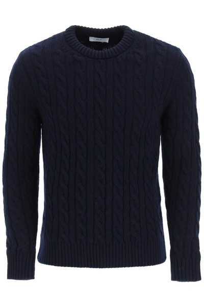 Shop Gm77 Cable Knit Lambswool Sweater In Blue (blue)
