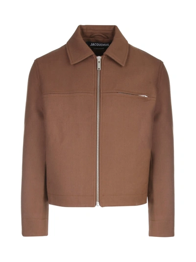 Jacquemus Zipped-up Shirt Jacket In Brown | ModeSens