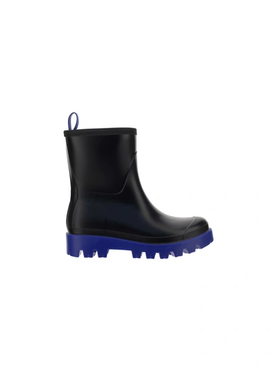 Shop Gia Borghini Rain Boots In Black/blue