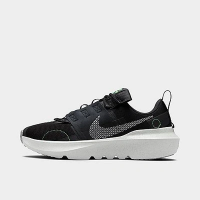 Shop Nike Big Kids' Crater Impact Running Shoes In Black/chrome/dark Smoke Grey/green Strike