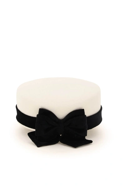 Shop Maison Michel Abby Felt Beret With Bow In White