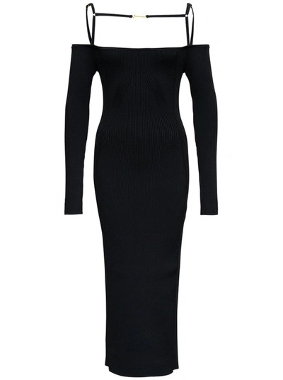 Shop Jacquemus La Robe Sierra Long Dress In Viscose Blend In Black