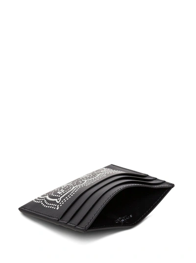 Shop Givenchy Black And White Leather Card Holder With Bandana Print