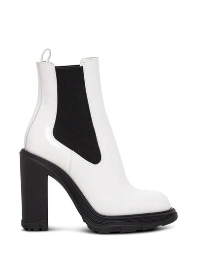 Shop Alexander Mcqueen Treadonly White Leather Boots