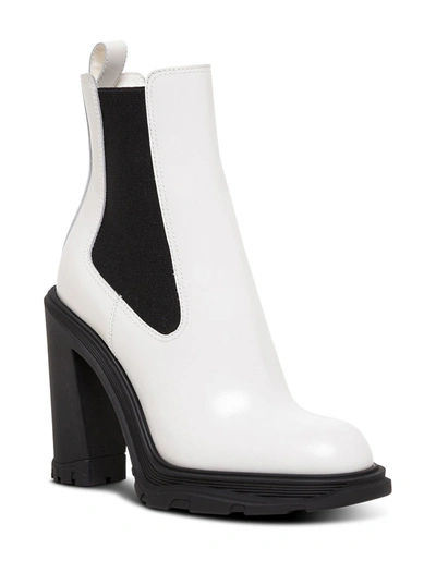 Alexander Mcqueen Treadonly White Leather Boots In White