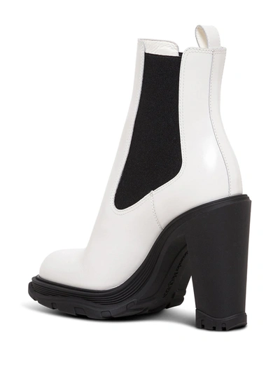 Shop Alexander Mcqueen Treadonly White Leather Boots