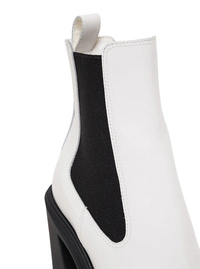 Alexander Mcqueen Treadonly White Leather Boots In White