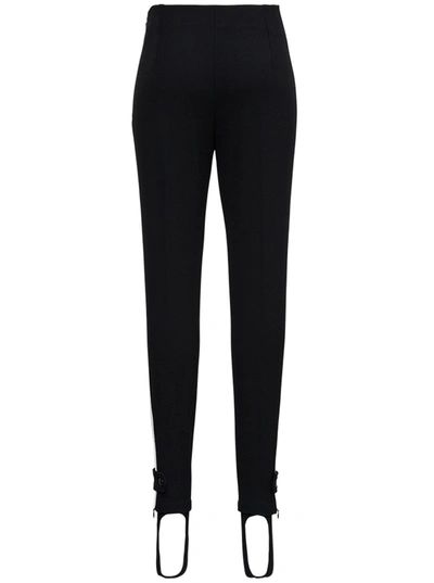 Shop Moncler Black Stretch Fabric Leggings With Logo Patch