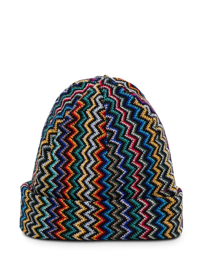Zigzag-knit Beanie Hat In Multicolou