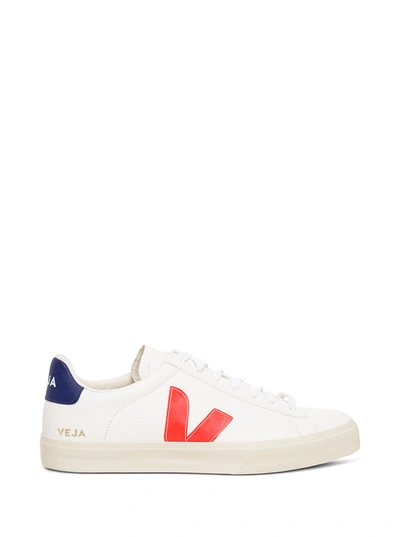 Shop Veja White  Vegan Leather Sneakers With Contrasting Logo