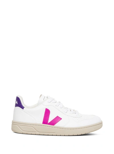 Shop Veja White Vegan Leather Sneakers With Side Logo