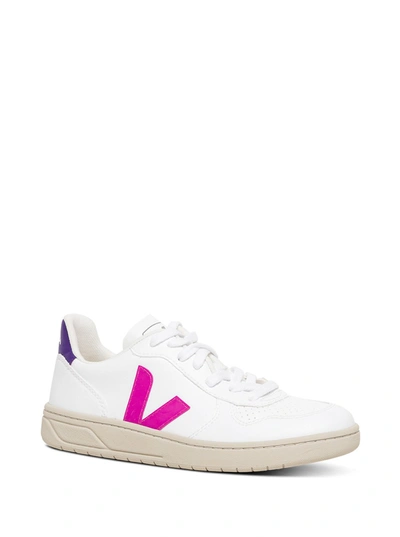 Shop Veja White Vegan Leather Sneakers With Side Logo