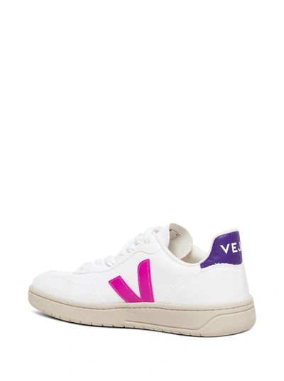 Shop Veja White Vegan Leather Sneakers With Side Logo