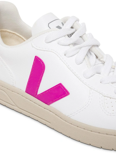 Shop Veja White Vegan Leather Sneakers With Side Logo