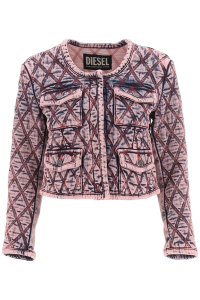 Shop Diesel Fashion Show Collarless Jacket In Pink,blue