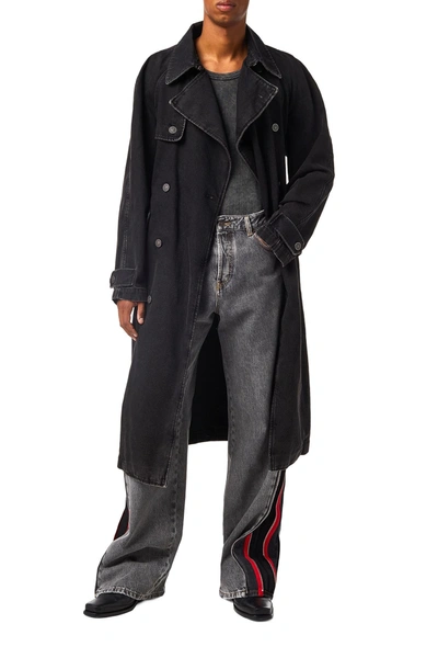 Shop Diesel Fashion Show Denim Trench Coat In Black