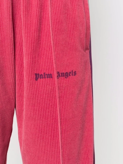 Shop Palm Angels Cropped Velvet Track Pants In Black