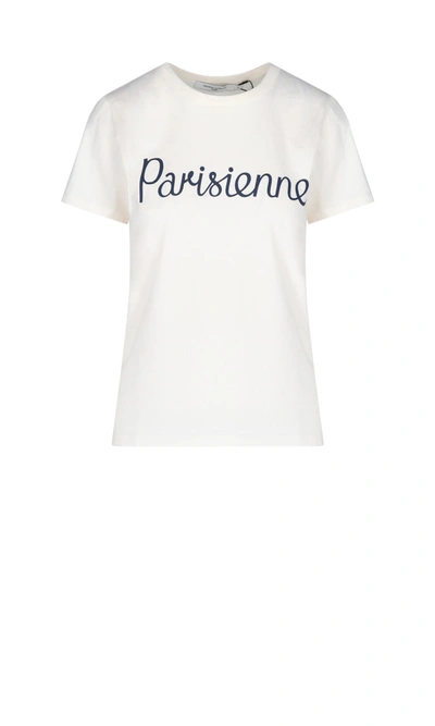Shop Maison Kitsuné "parisienne" T-shirt In White