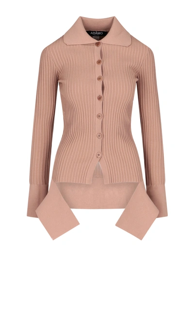 Shop Adamo Cut-out Detail Fitted Cardigan In Neutrals