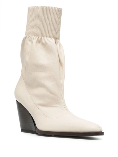 Shop Kenzo Women's Beige Leather Ankle Boots
