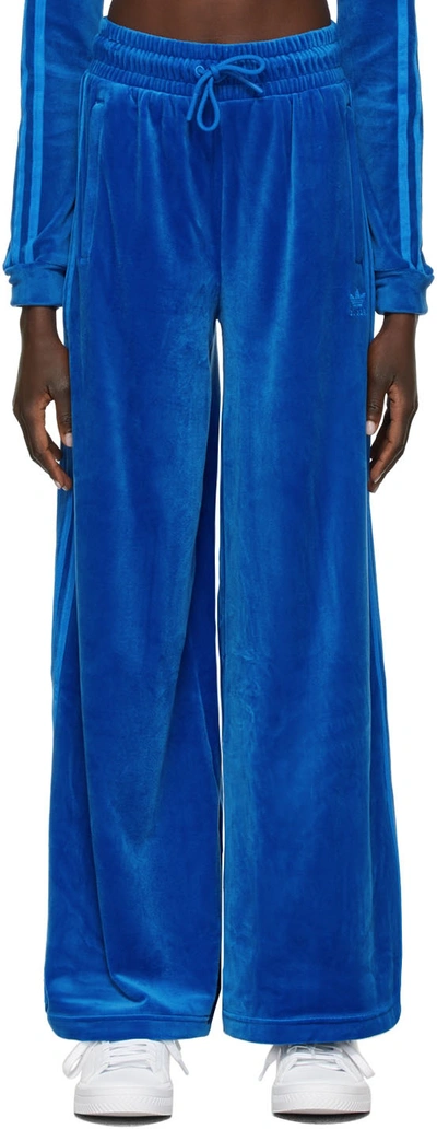 Adidas Originals Blue Jeremy Scott Edition Flared Velour Track Pants |  ModeSens