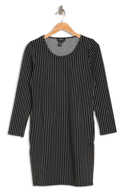 Shop Papillon Stripe Knit Sweater Dress In Black/ White