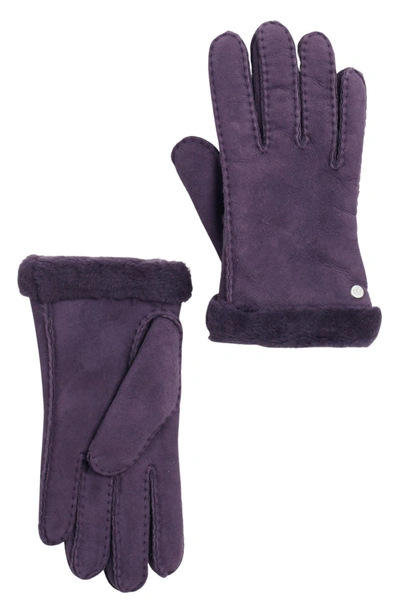 Shop Ugg Genuine Dyed Shearling Slim Side Vent Gloves In Nightshade