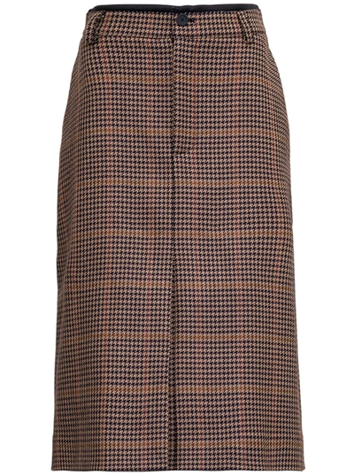 Shop Balenciaga Flt Box Flt Box Skirt In Houndstooth Recycled Wool Skirt In Brown