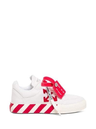 Shop Off-white Low Vulcanized White And Red Fabric Sneakers