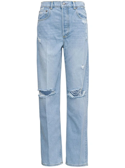 Shop Boyish Blue Denim Jeans With Tears Details