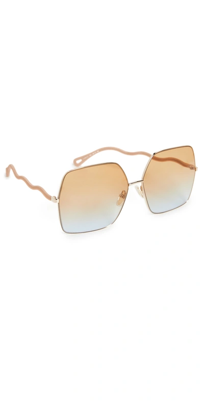 Shop Chloé Noore Sunglasses In Gold-pink-orange