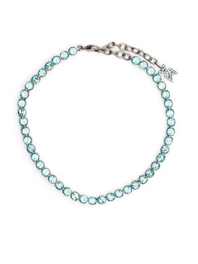 Shop Amina Muaddi Crystal-embellished Tennis Bracelet In Silver