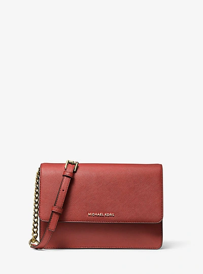 Michael Kors Daniela Large Saffiano Leather Crossbody bag. Red