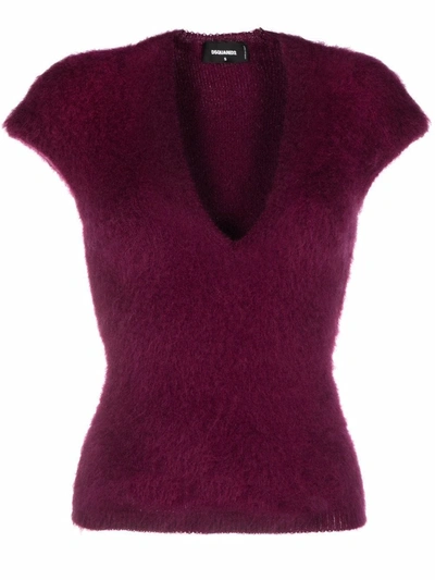 Shop Dsquared2 Purple V-neck Top