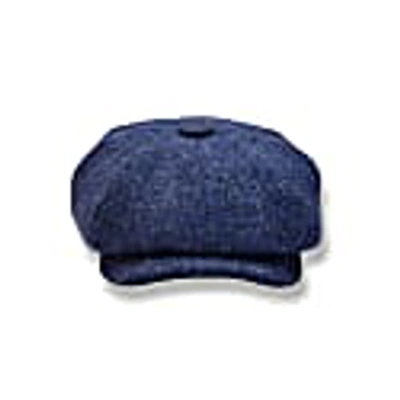 Mister Miller - Master Hatter Women's Rileys Trail Bakerboy Hat In Navy Blue Black Harris Tweed In Bakerboy