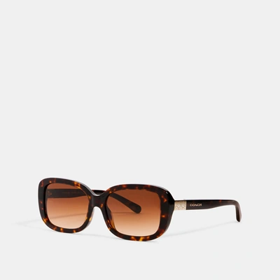 Shop Coach Signature Rectangle Sunglasses In Brown