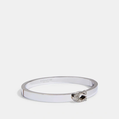 Shop Coach Pave Signature Hinged Bangle In Grey