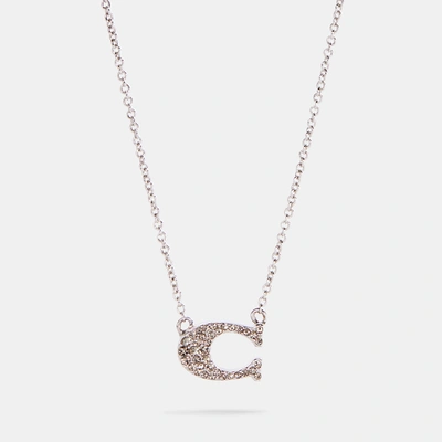 Shop Coach Pave Signature Necklace In Grey