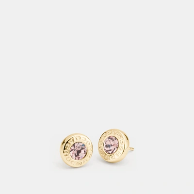 Shop Coach Open Circle Stone Stud Earrings In Yellow