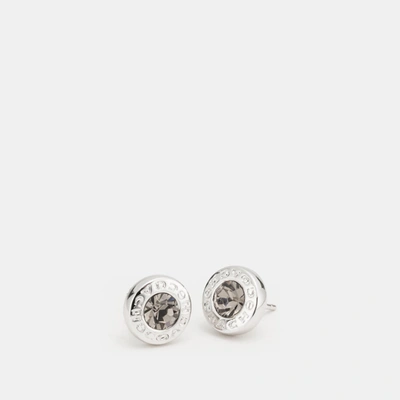 Shop Coach Open Circle Stone Stud Earrings In Grey