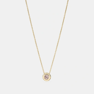 Shop Coach Open Circle Stone Necklace In Yellow