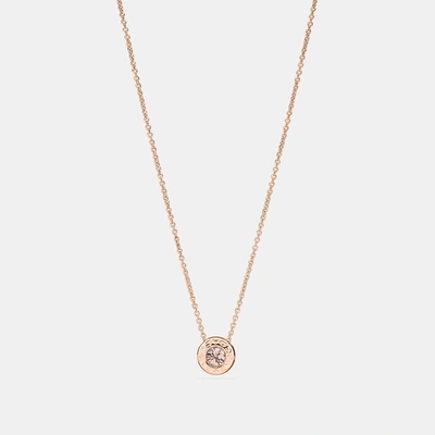 Shop Coach Open Circle Stone Necklace In Rose Gold