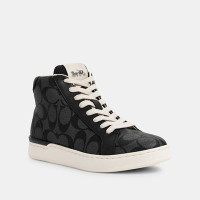 Shop Coach Clip High Top Sneaker In Grey